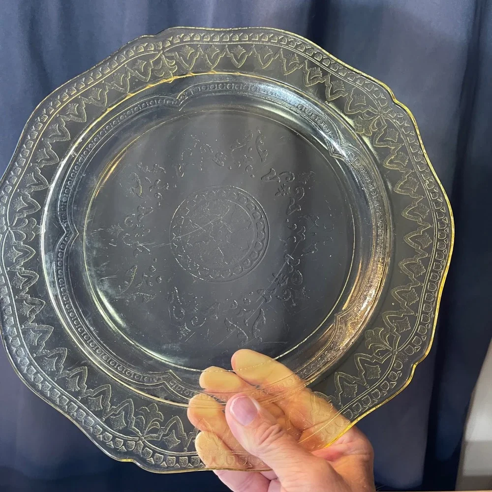 Vintage 1930's Federal Glass Patrician Spoke Dinner Plate Yellow Depression